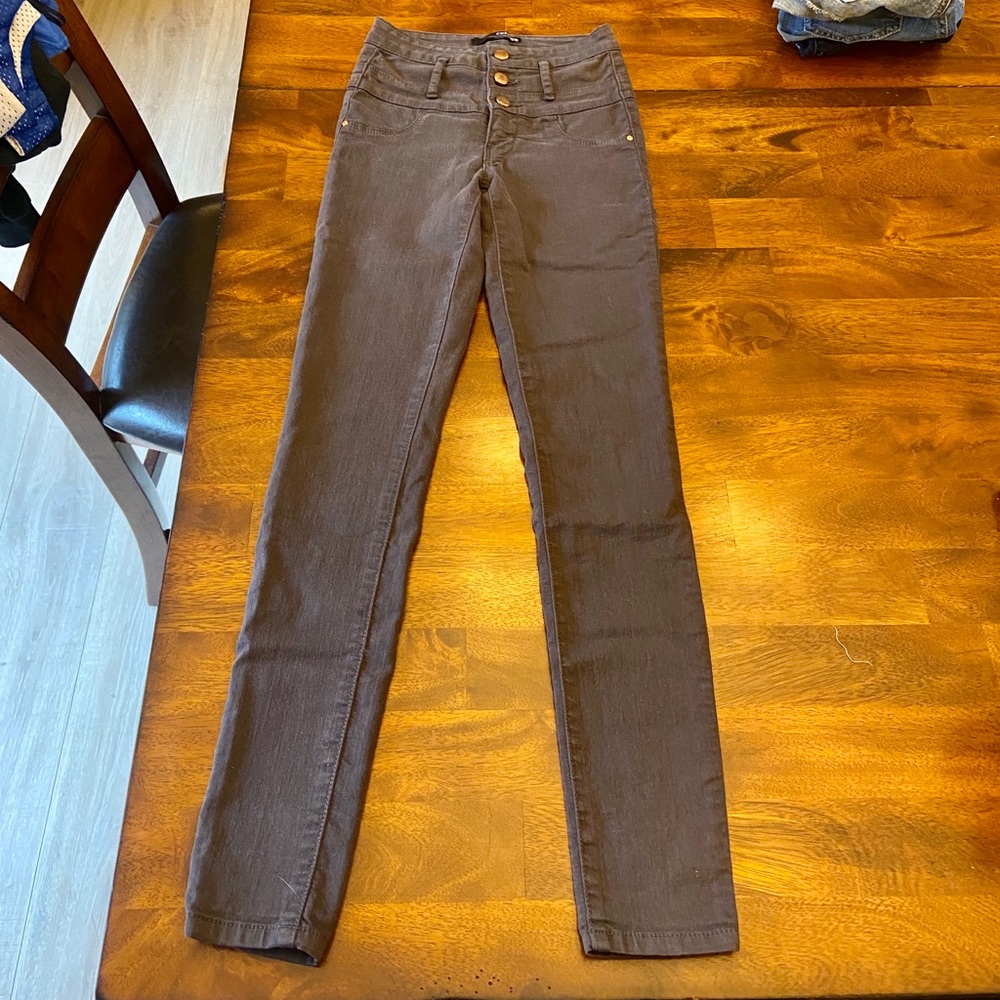 High Waisted Brown Skinny Jeans